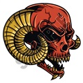 Skull Ram Horns 05 47x47 inch - Fabric Wall Skin Decal